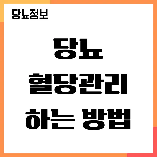 당뇨 혈당관리 위한 효과적인 방법 및 가이드