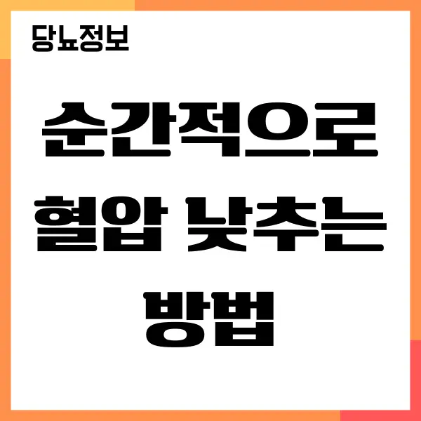 순간적으로 혈압 낮추는 방법, 어떻게 해야 하나요