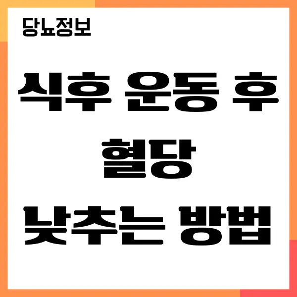 식후 운동 후 혈당 조절하는 확실한 방법