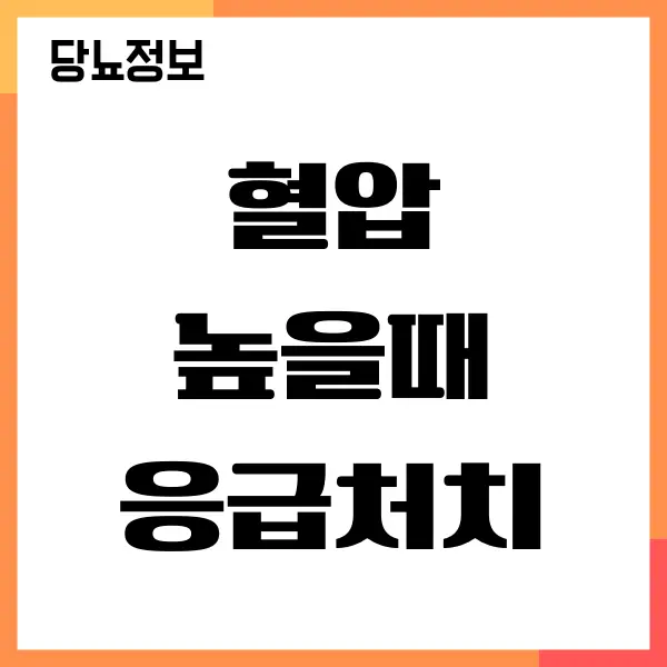 혈압 높을때 응급처치, 대처하는 방법