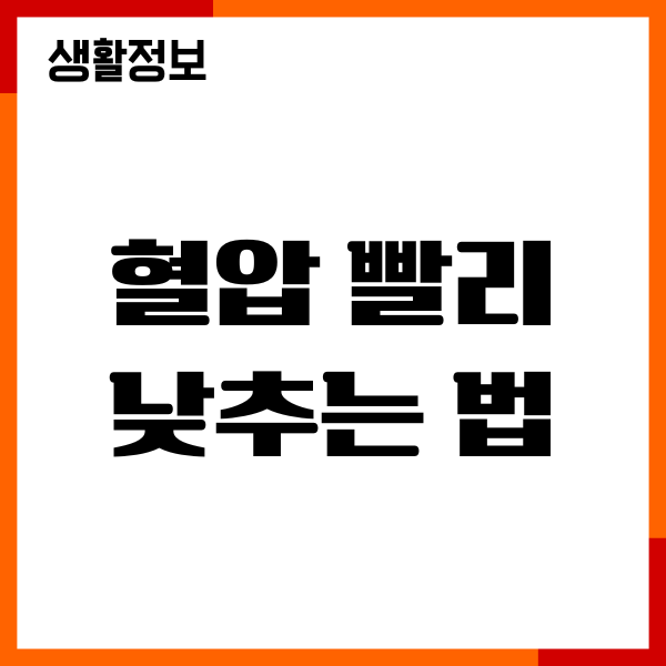 혈압 빨리 낮추는 법 직접 겪어보고 찾은 현실적인 방법
