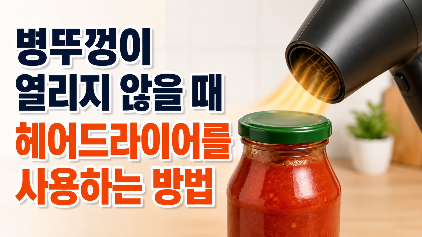 병뚜껑이 열리지 않을 때 헤어드라이어를 사용하는 방법